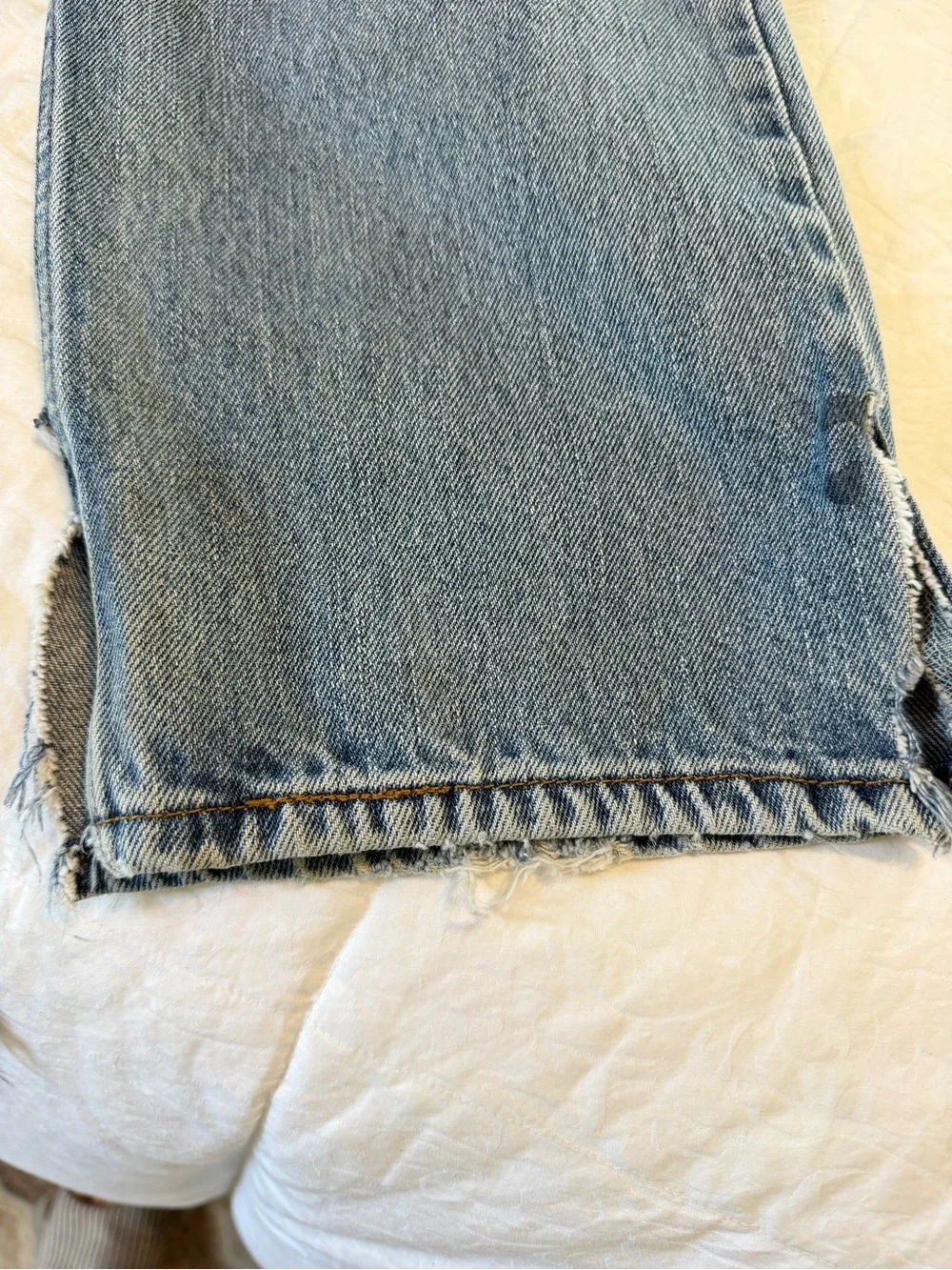 Levi’s 505 Regular Fit Jeans Light Wash Distressed Frayed Hem W38 L34 Vintage